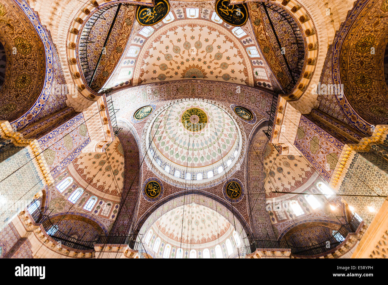 Interior of Sultan Ahmed Mosque (Sultanahmet) mosque, also called the ...