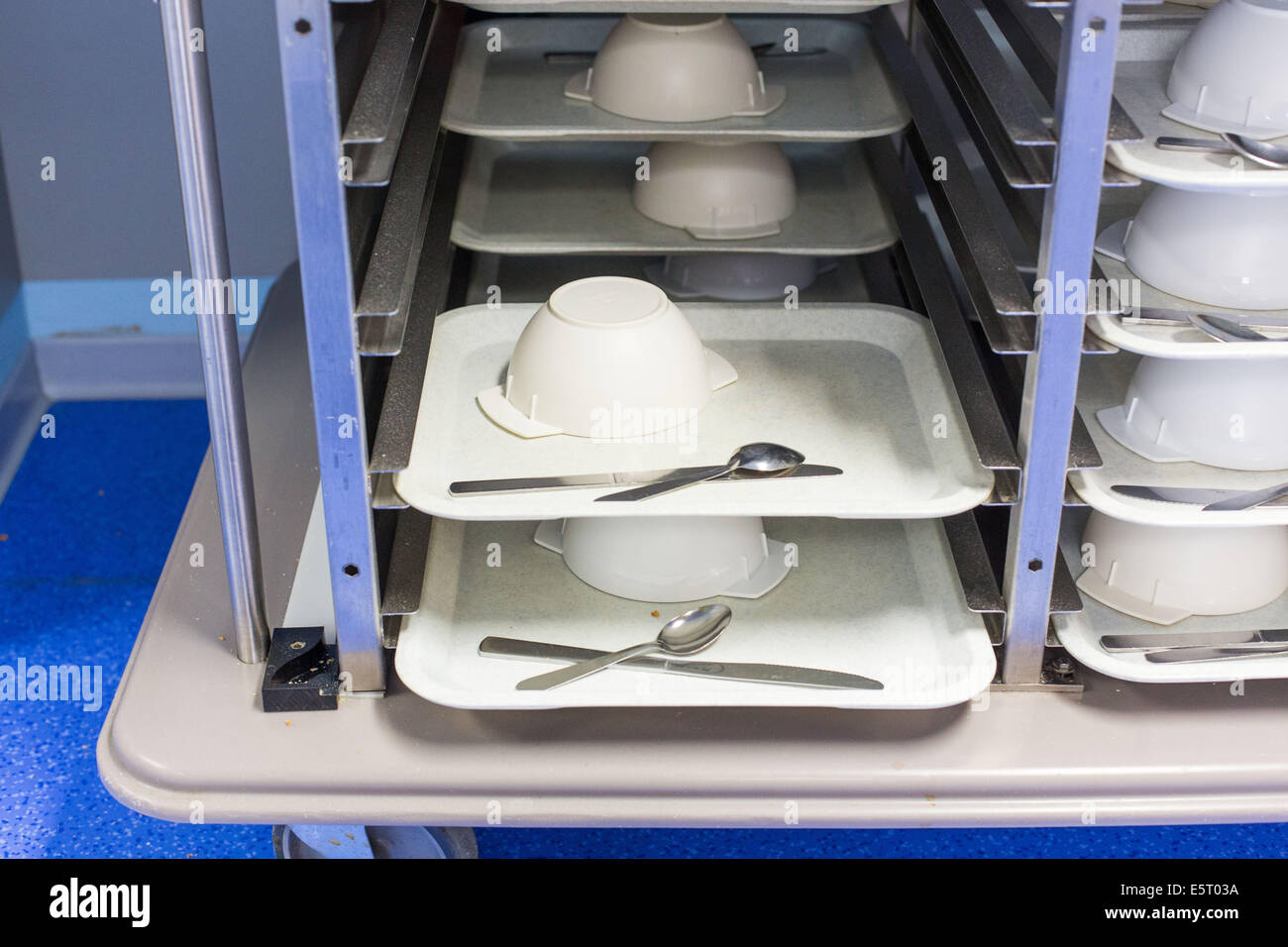 Empty food trays at hospital Stock Photo Alamy