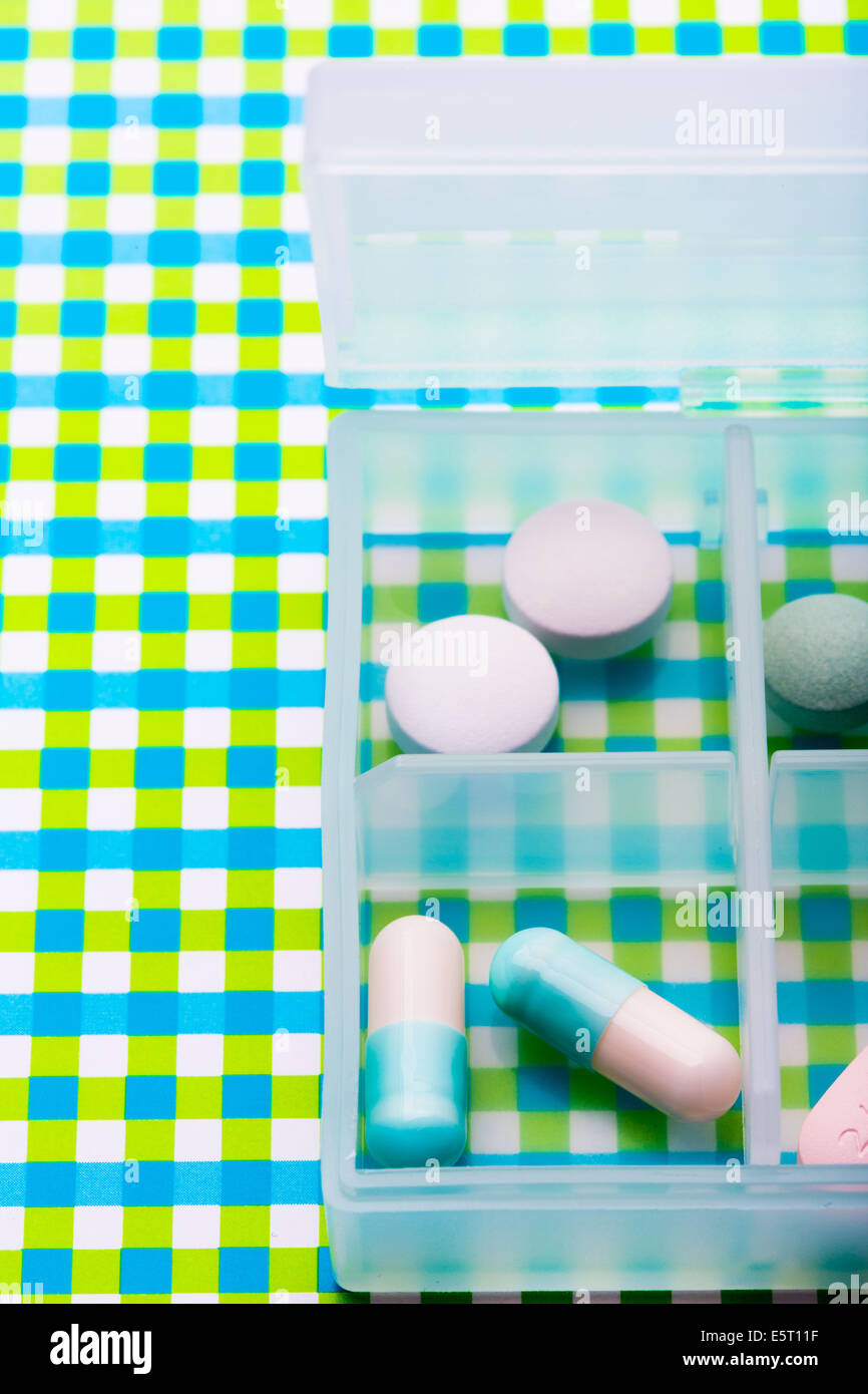 Drugs on a pillbox Stock Photo Alamy