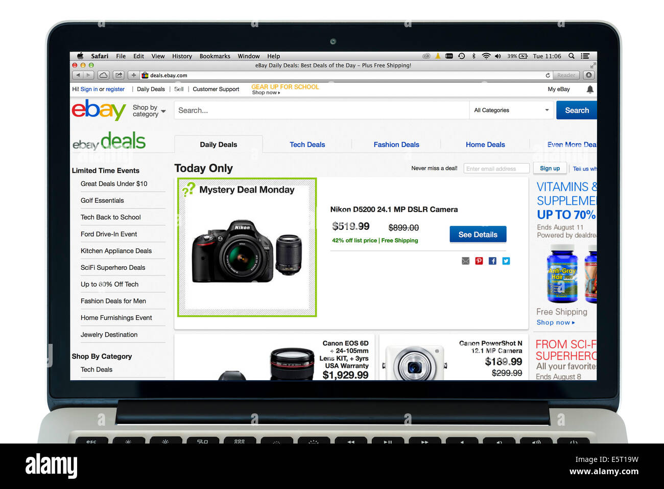 Ebay.com on a 13' Apple MacBook Pro Retina computer Stock Photo