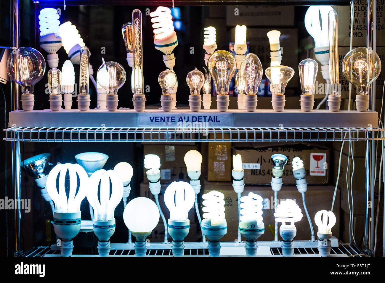 Filament and lowenergy light bulbs Stock Photo Alamy