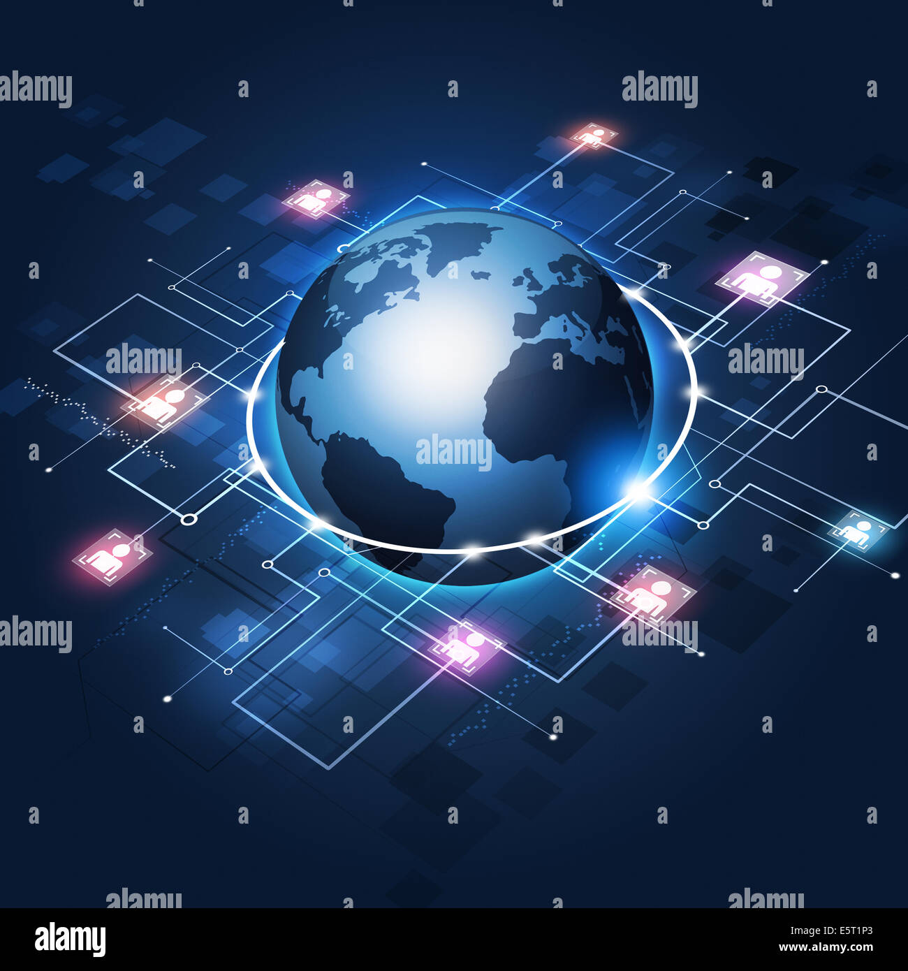 abstract communication technology business dark blue background Stock Photo