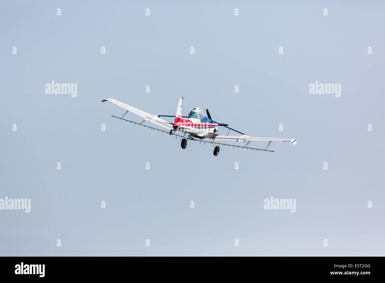 Aircraft used in agriculture to apply fungicides and pesticides, Crop spraying. Stock Photo