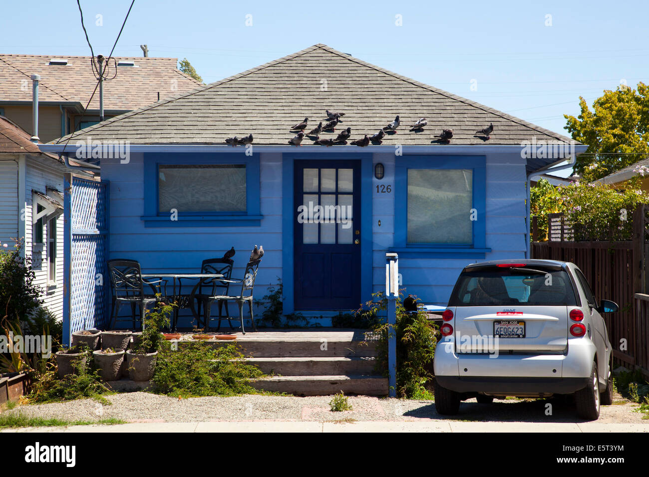 Blue house, Santa Cruz, California, United States of America Stock Photo