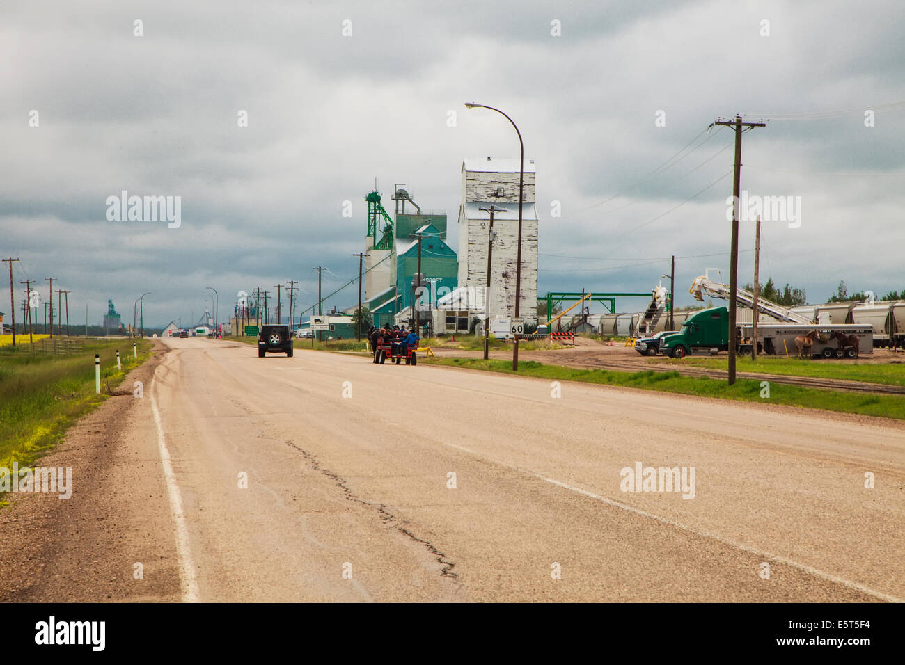 Grain elevators made of wood in Rycroft, Alberta, Canada Stock Photo