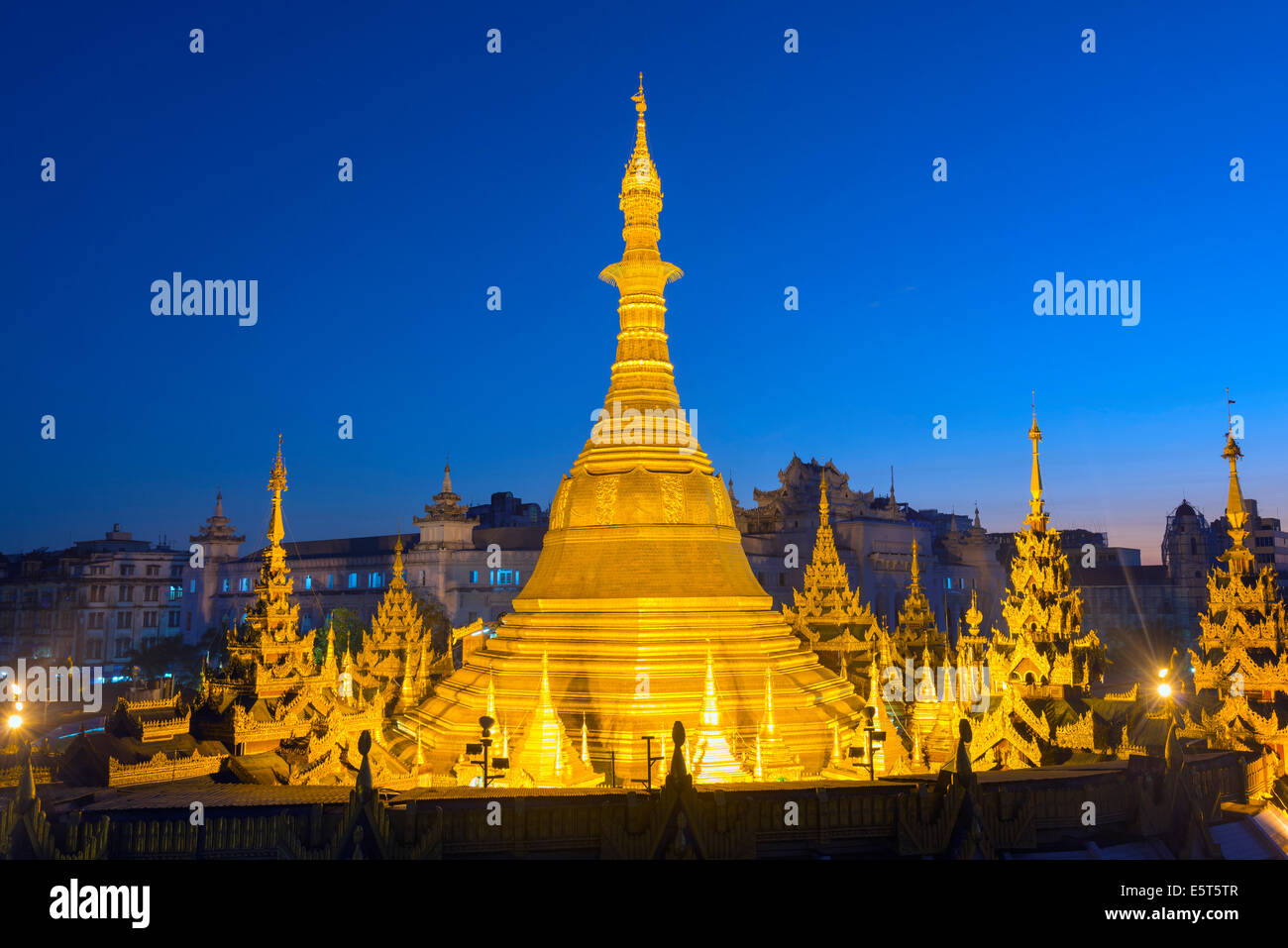 South East Asia, Myanmar, Yangon, Sule Paya Pagoda Stock Photo