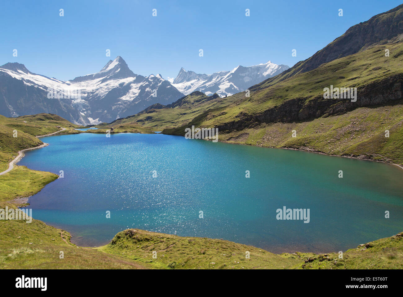 Lake Bachalpsee in Grindelwald, Swiss Alps. Stock Photo
