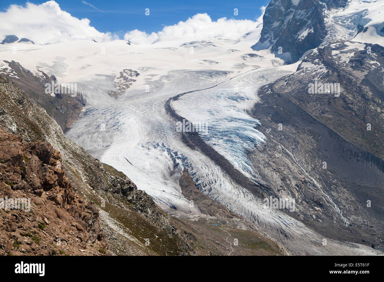 Monte Rosa Glacier in the Swiss Alps. Stock Photo