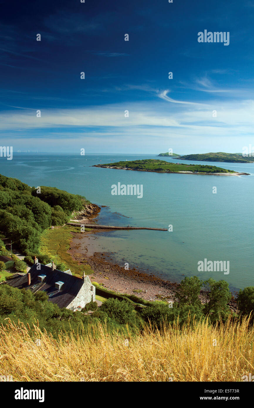 Rockcliffe, Rough Island and the Solway Firth from Mote of Mark, Rockcliffe, Dumfries and Galloway Stock Photo