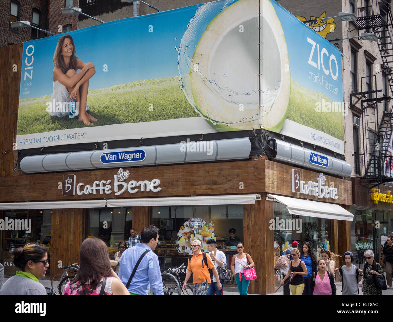 Advertising for CocaCola owned Zico coconut water beverage above a