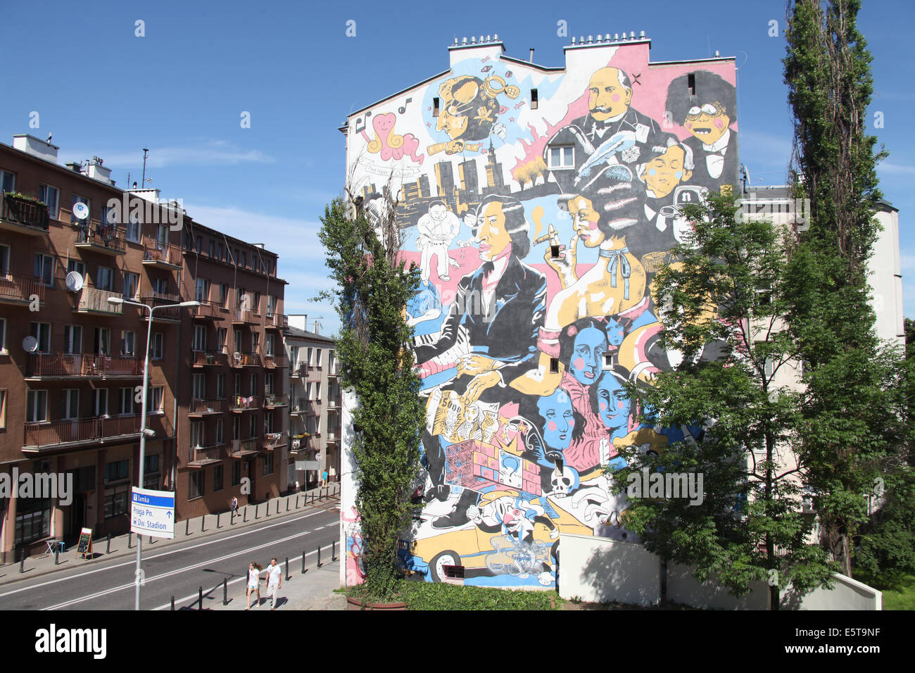 Celebration of Chopin in Warsaw in the form of a large mural painted on a tenement building next to the museum Stock Photo