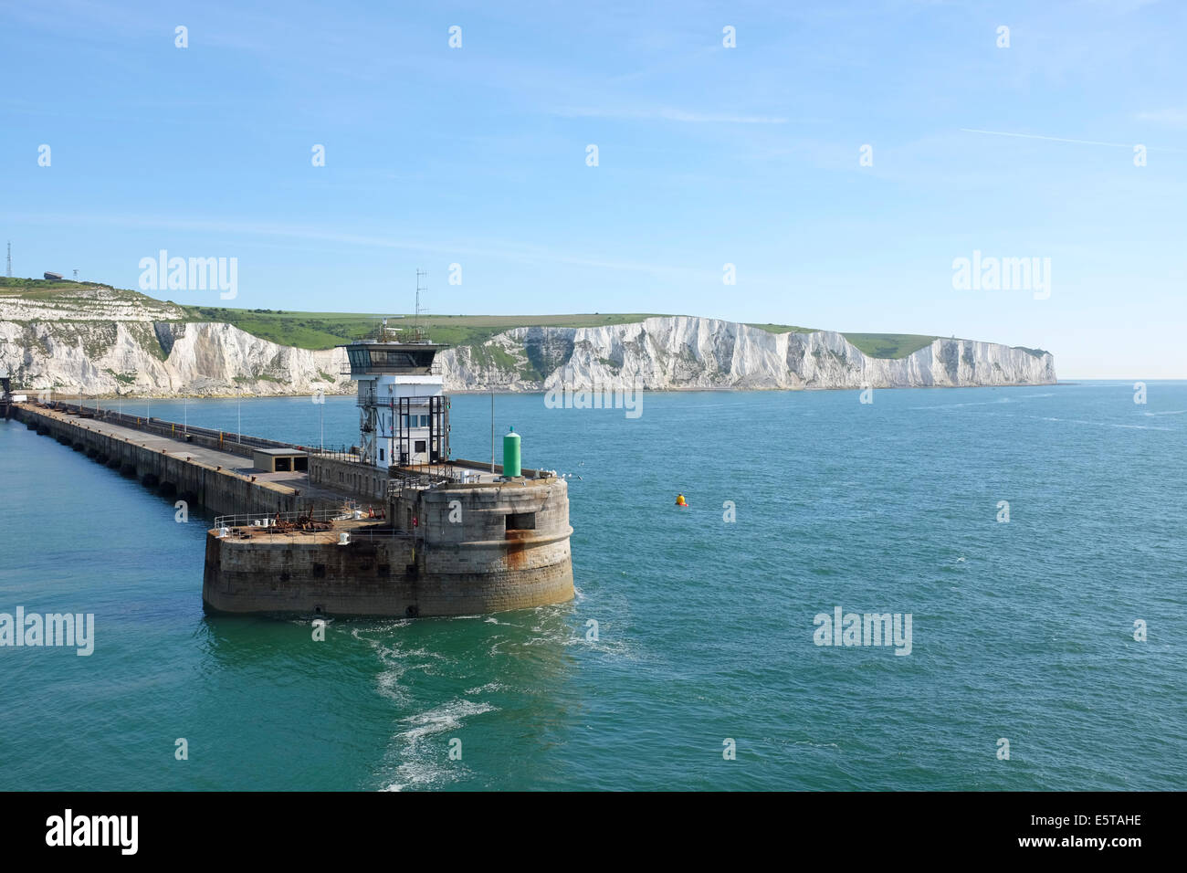 Port of Dover breakwater, England, UK. The White Cliffs in the ...