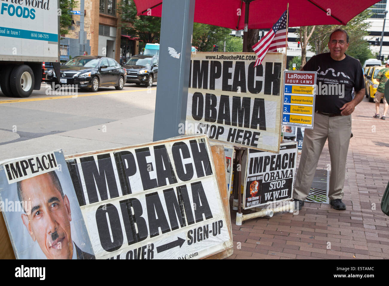 Pittsburgh, Pennsylvania - An activist campaigns to impeach President Obama. Stock Photo