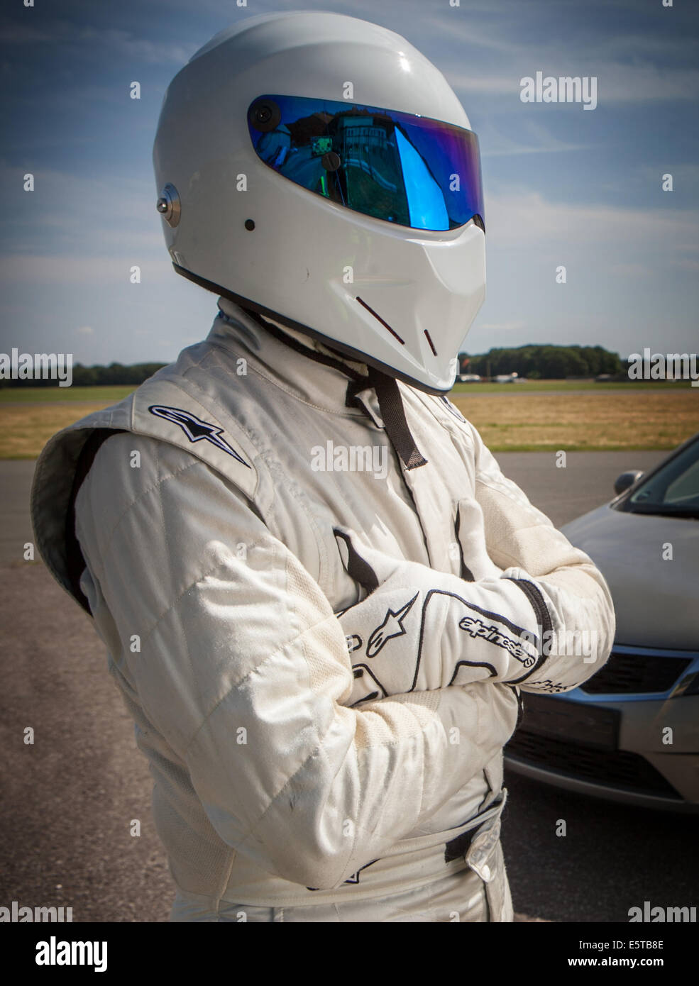 The stig, The mystery driver from the popular TV show TopGear Stock Photo