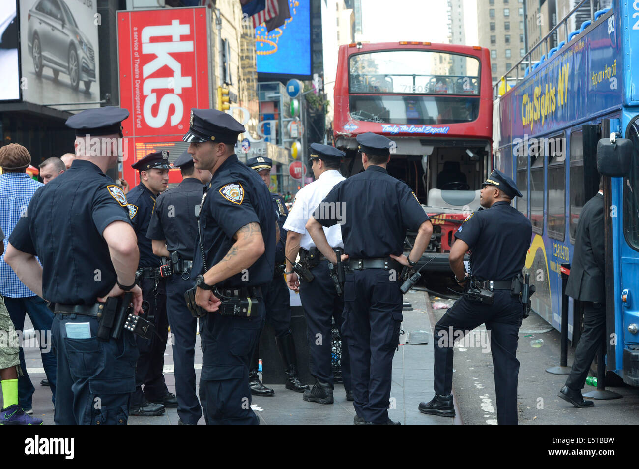 New York, USA. 5th Aug, 2014. New York Police Department officers are ...