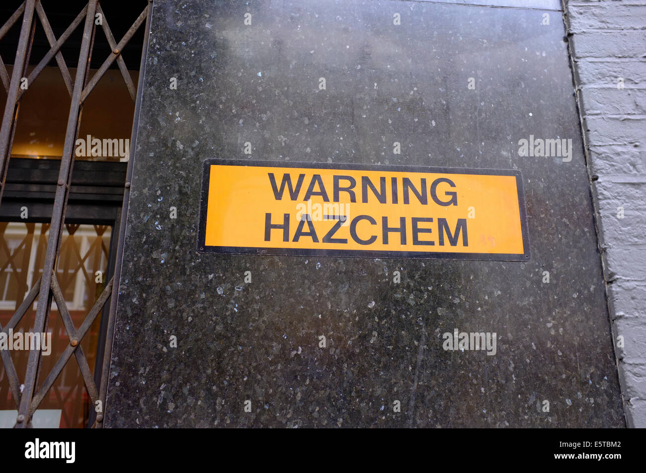 Hazardous Chemicals Warning Sign 'WARNING HAZCHEM' Stock Photo