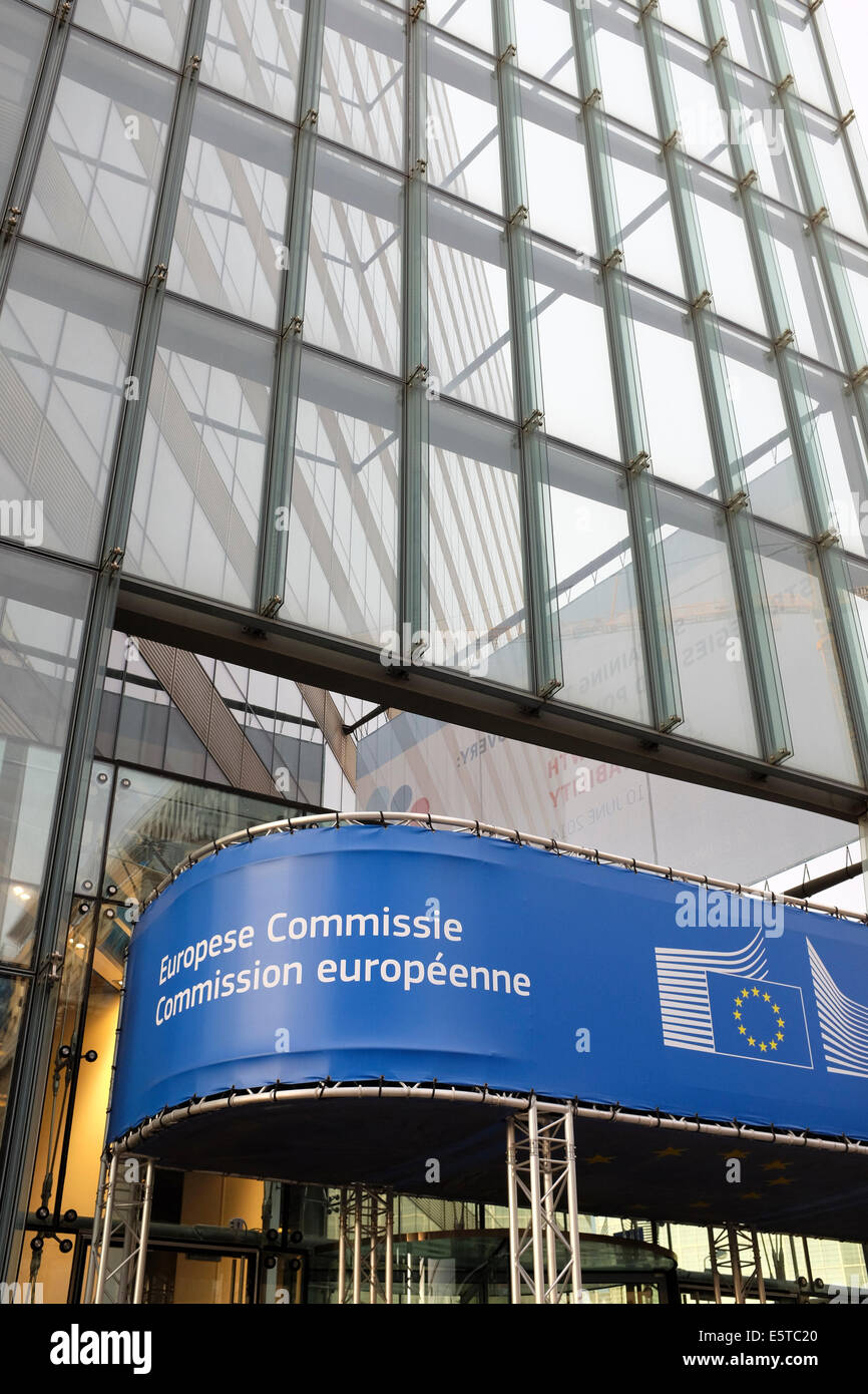 European Commission, Charlemagne building entrance at Rue de la Loi, Brussels, Belgium Stock Photo