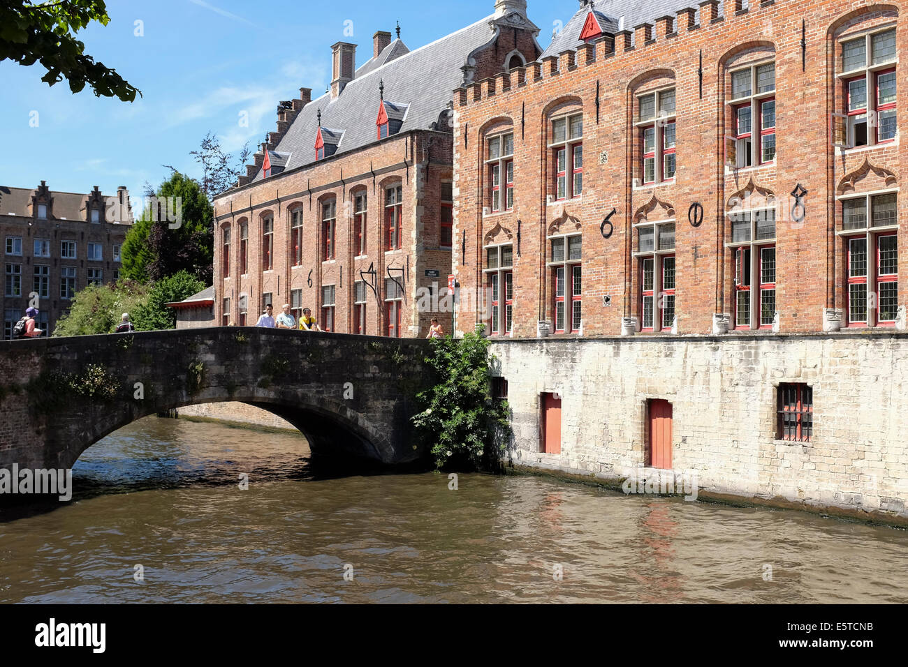 Historical buildings in the canals of Bruges, Belgium Stock Photo