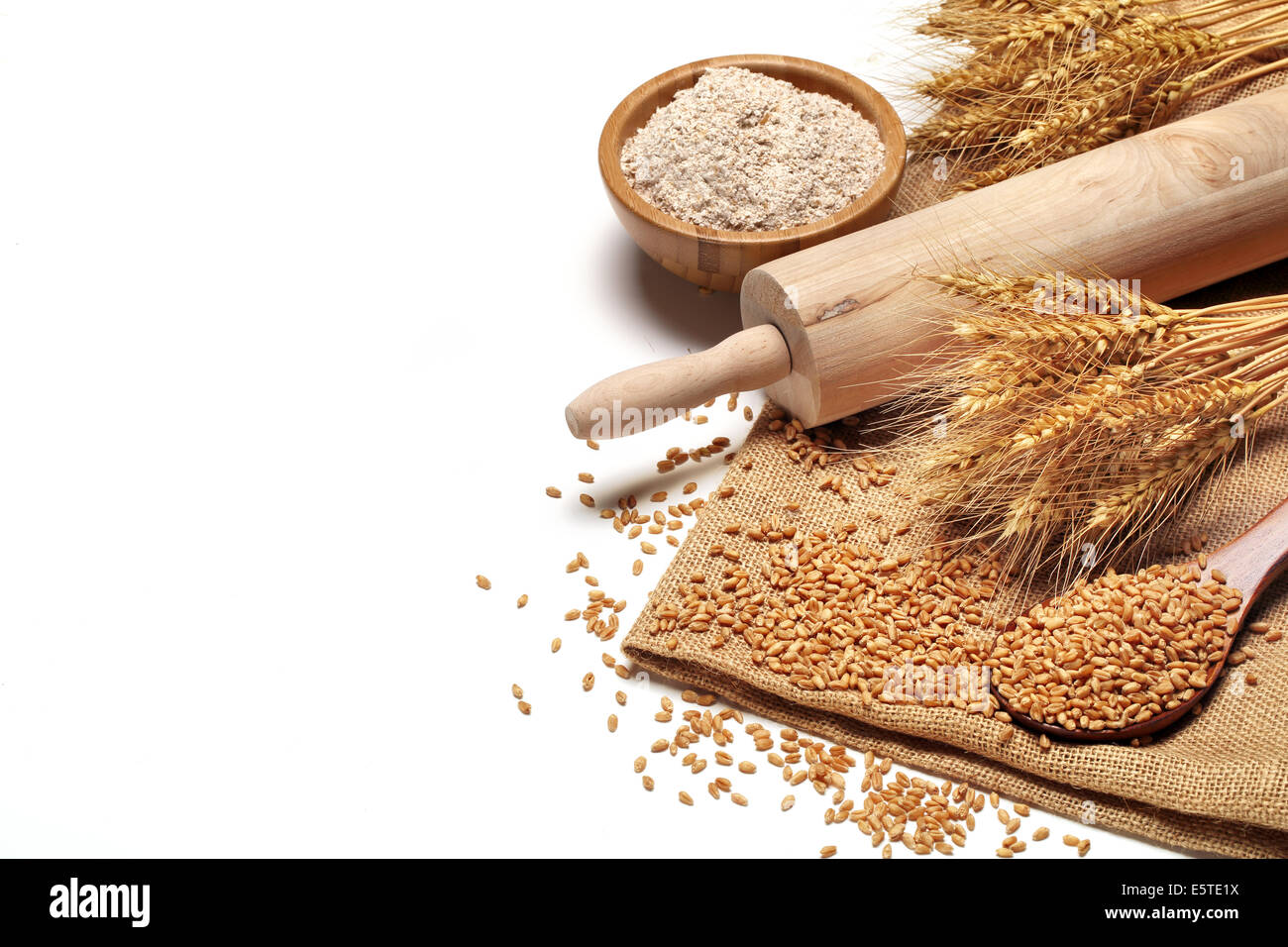 Organic ingredients for bread preparation Stock Photo