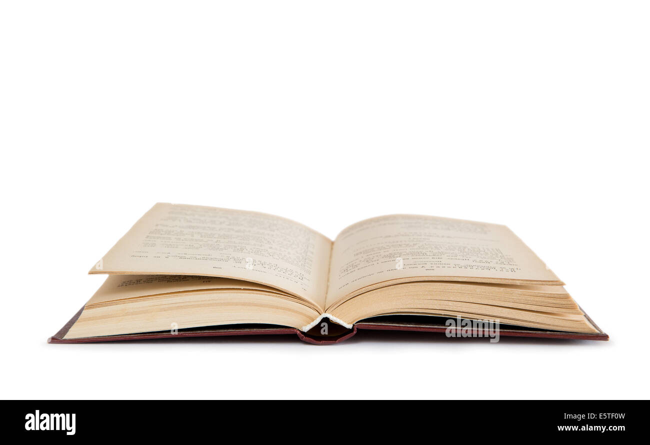 Open book isolated on white background Stock Photo - Alamy