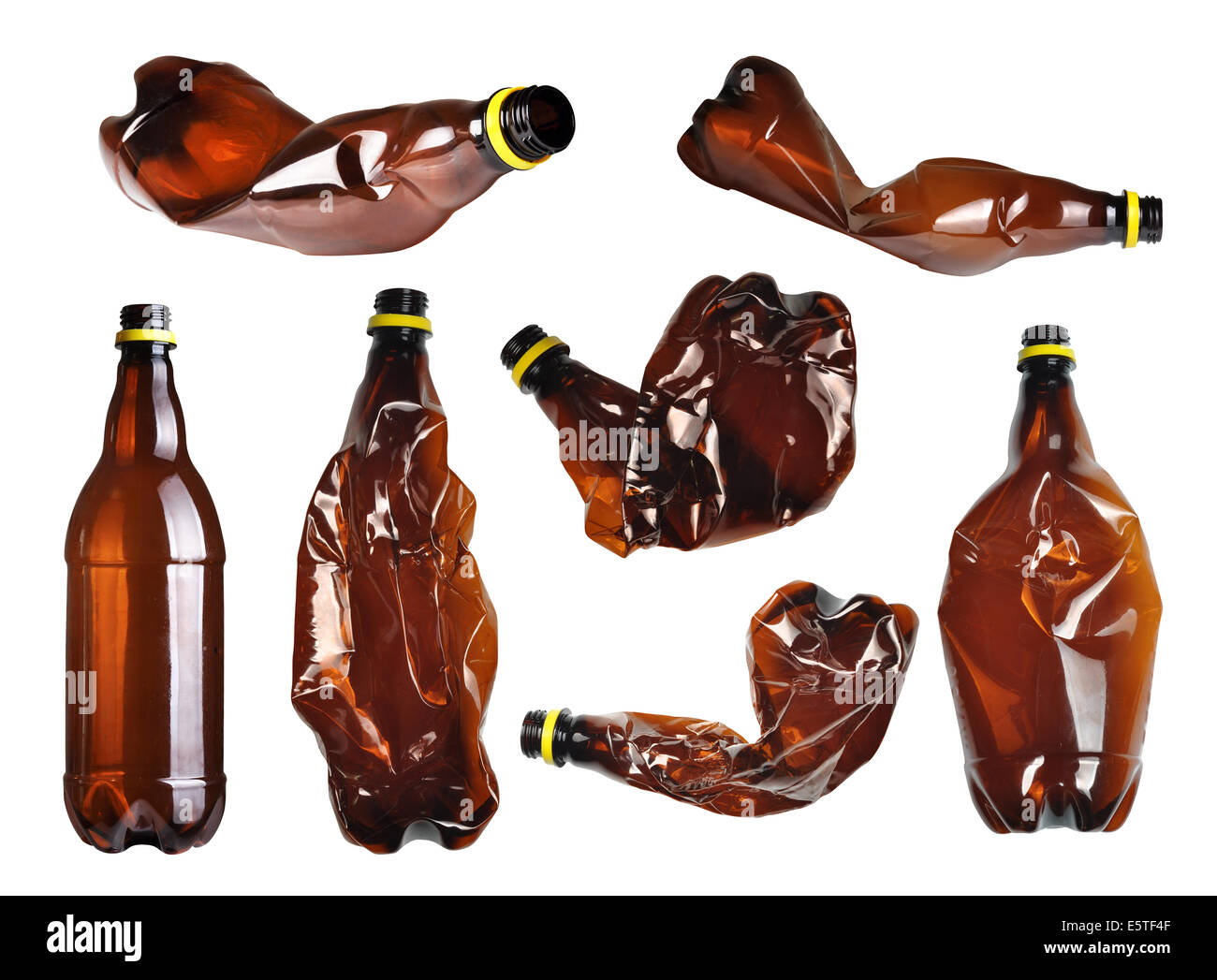 Collection of brown plastic bottles isolated on white Stock Photo Alamy
