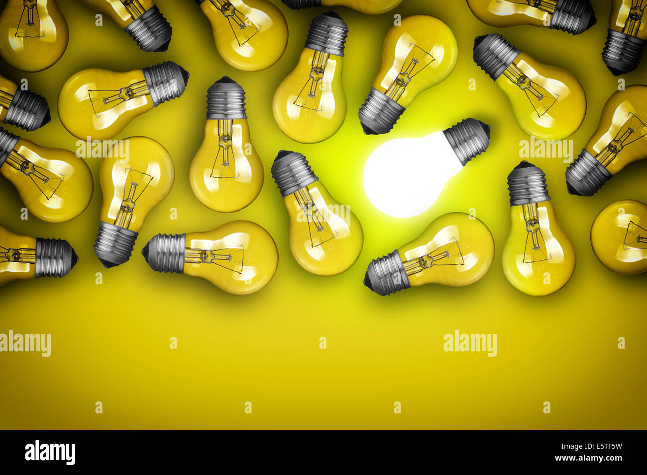 Idea concept with group of light bulbs Stock Photo