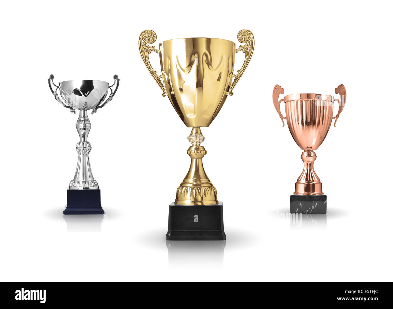 three different kind of trophies. Isolated on white background Stock Photo