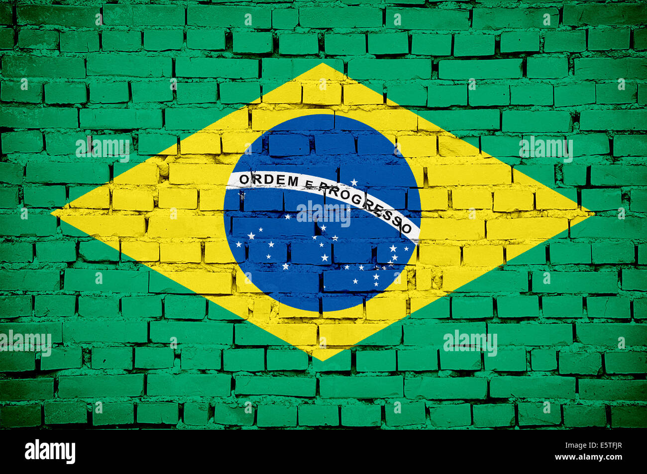 flag from Brazil painted on a stone wall Stock Photo - Alamy
