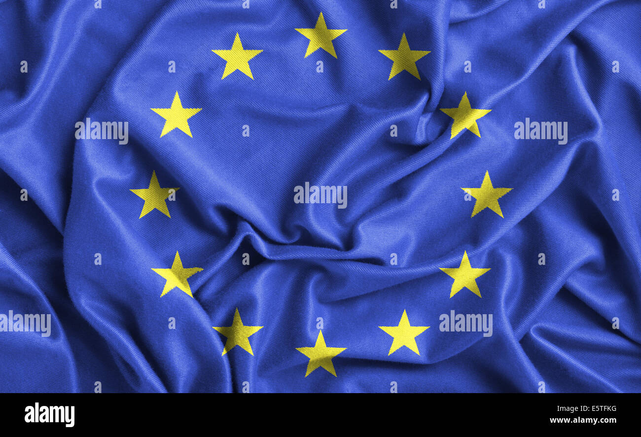 Closeup of ruffled Europe flag Stock Photo
