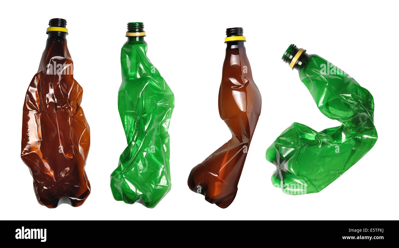 Used plastic bottles isolated on white Stock Photo
