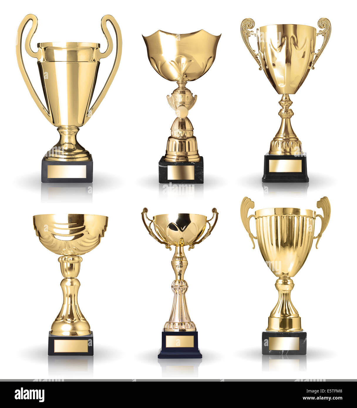 Set of golden trophies. Isolated on white background Stock Photo - Alamy