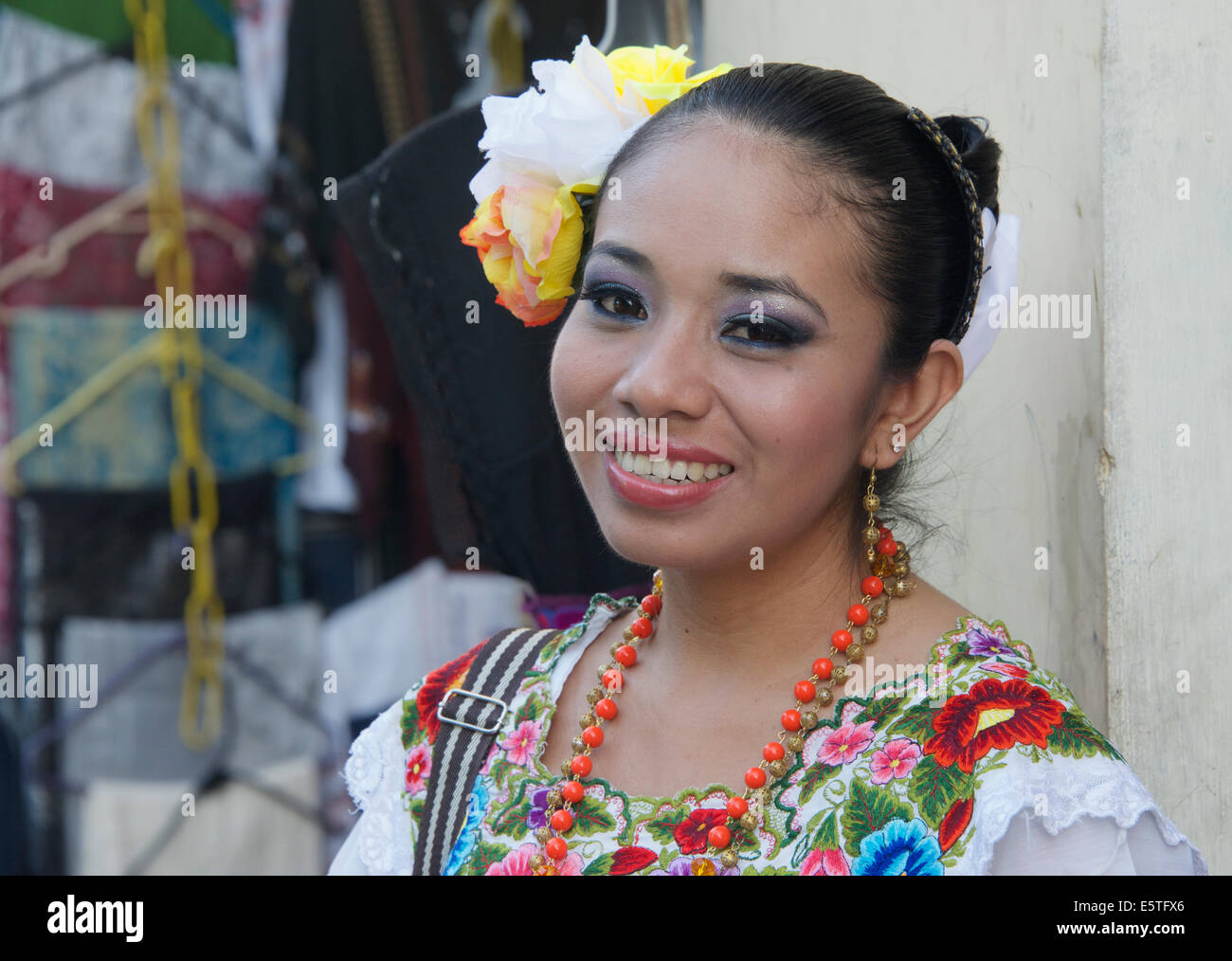 Portrait female performer dressed for carnival Merida Yucatan Mexico Stock Photo