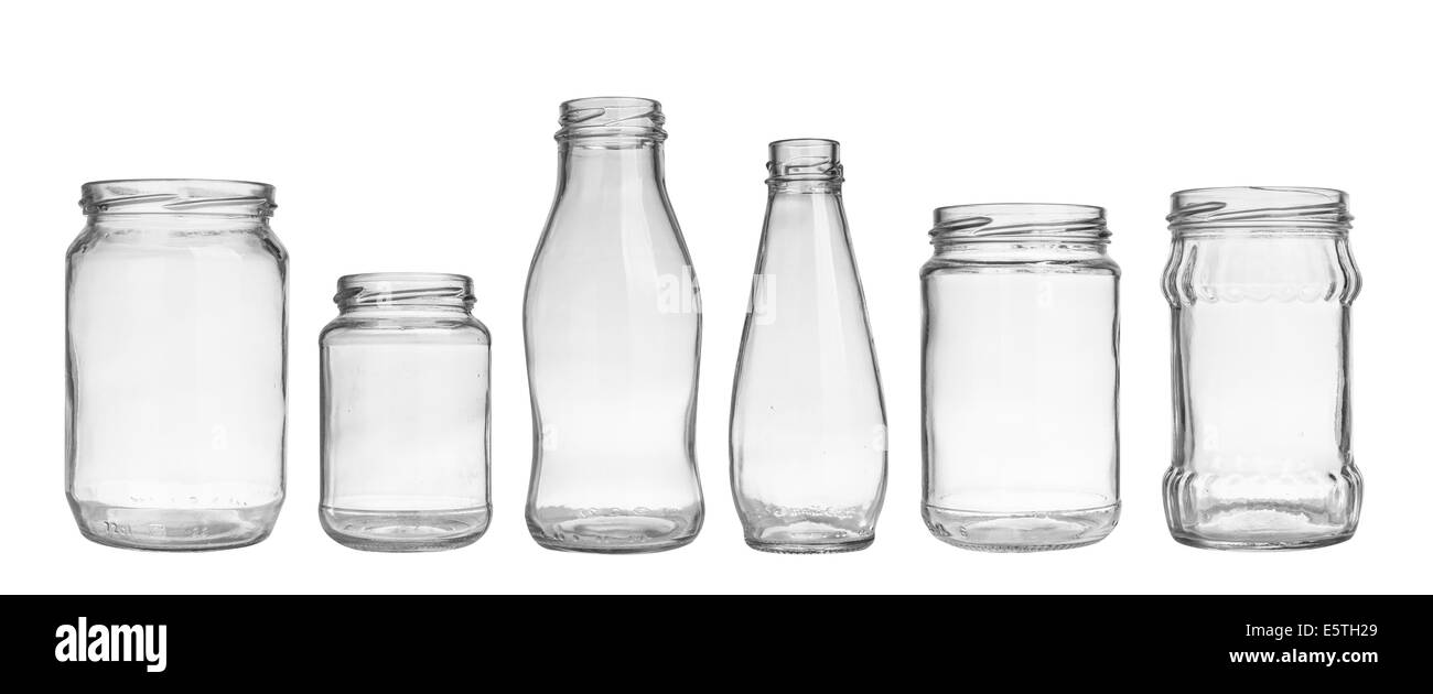 set of empty jar isolated on white background Stock Photo