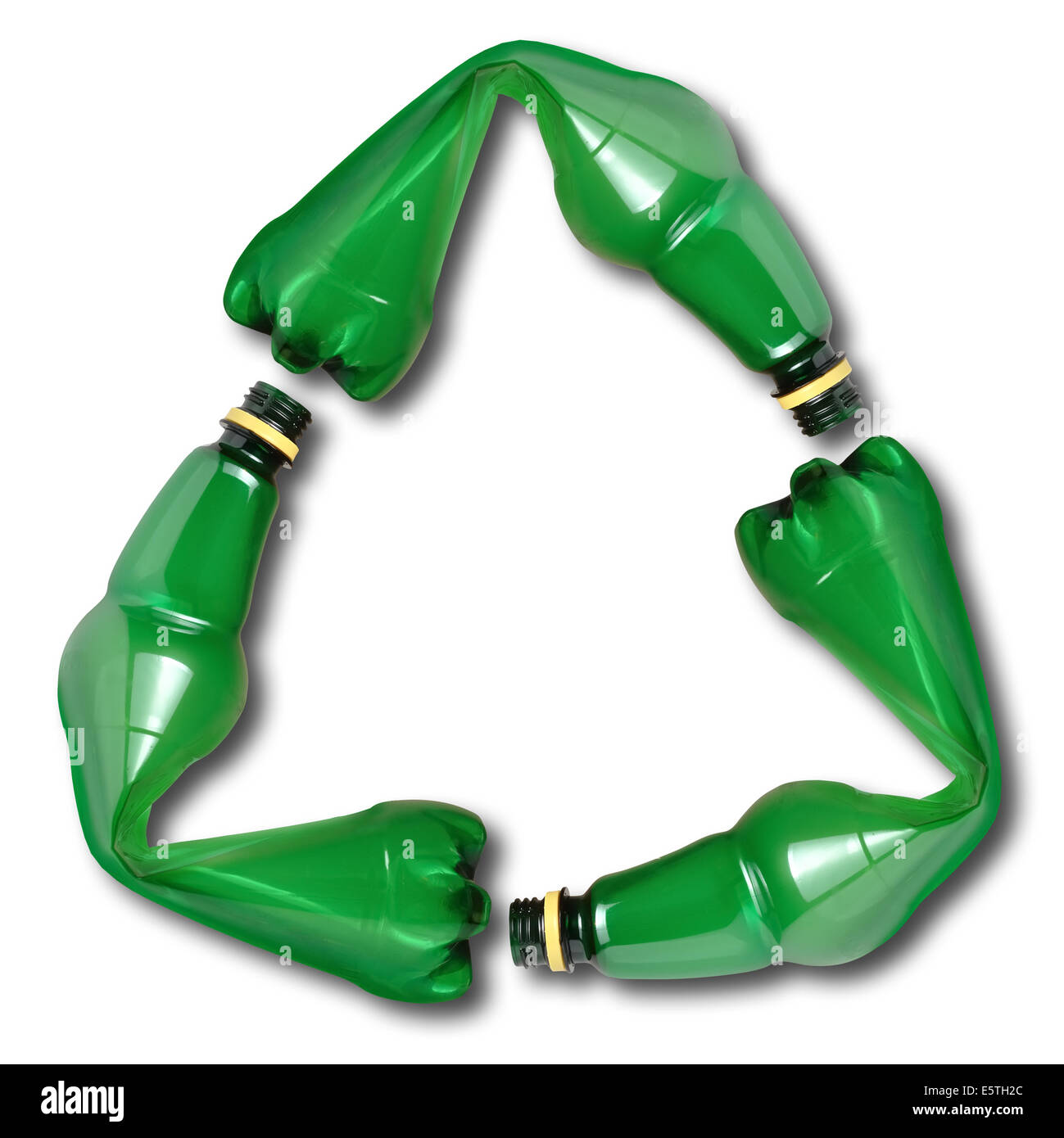 Recycle symbol made of used plastic bottles Stock Photo