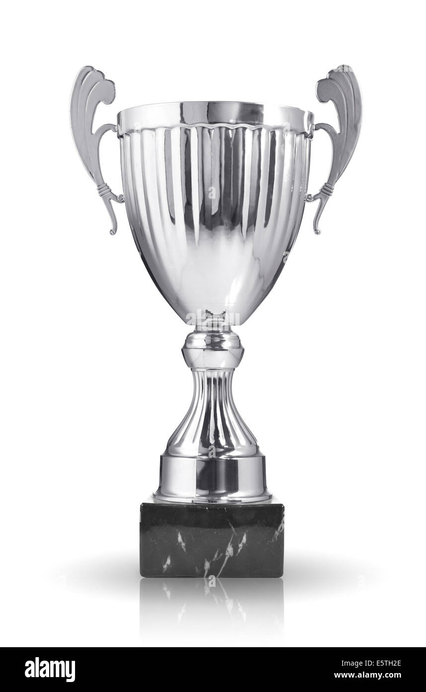 silver trophy isolated on white background Stock Photo