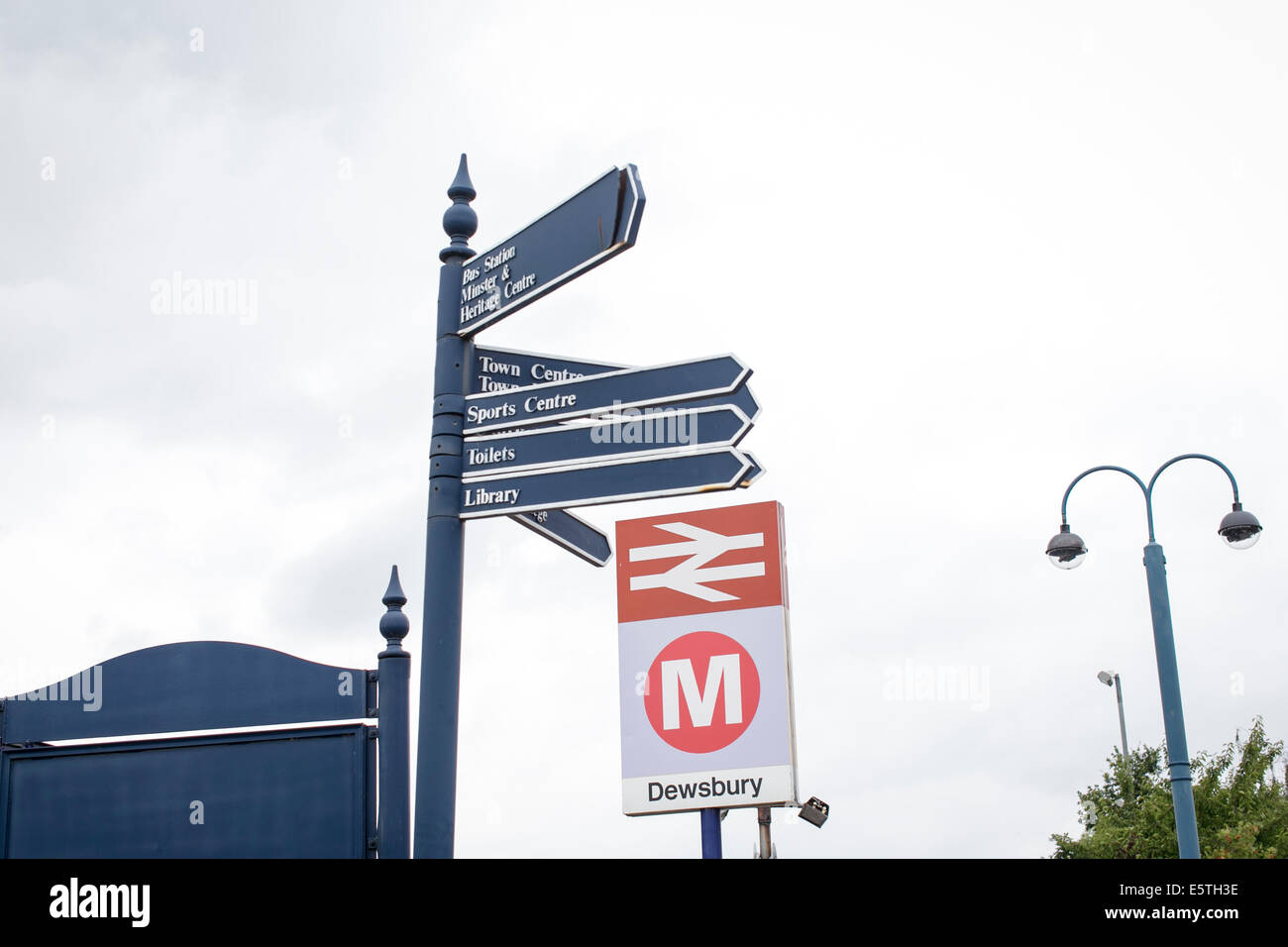 Dewsbury Train Station Sign Stock Photo