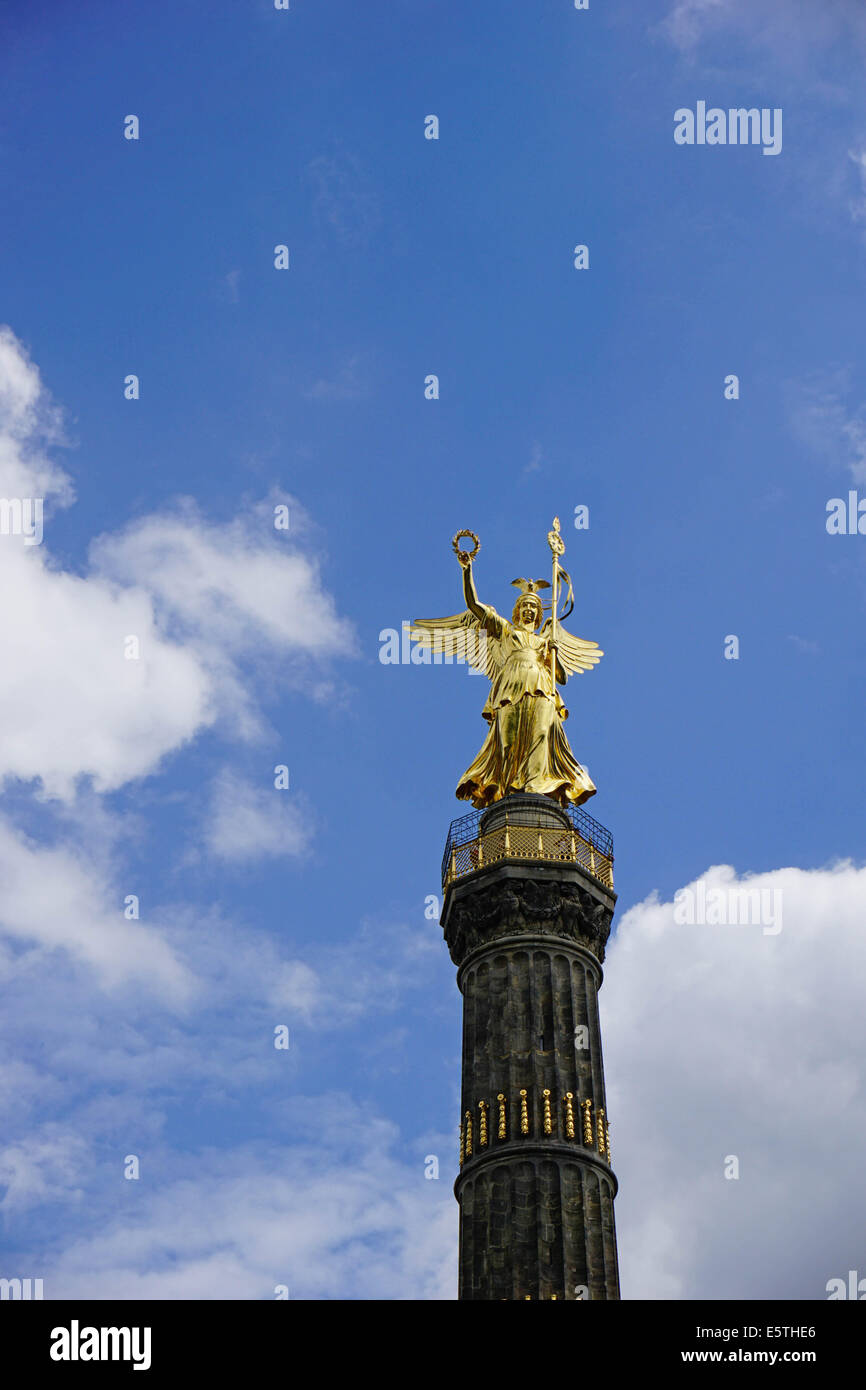 Statue of Victoria on the Victory Column commemorating the Prussian victory in the Danish-Prussian War, Berlin, Germany, Europe Stock Photo
