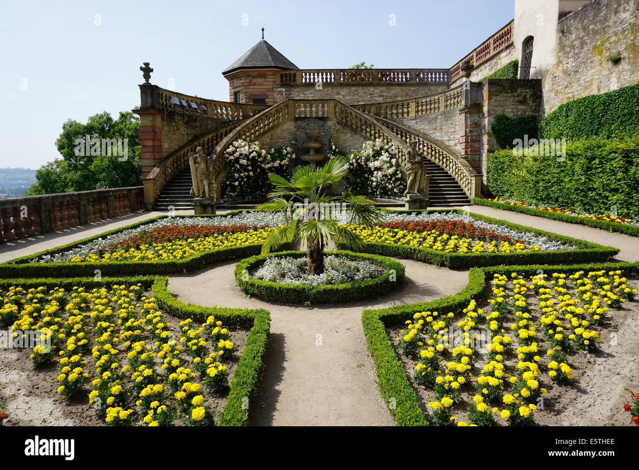 The Princes Garden, Marienberg Fortress, Wurzburg, Bavaria, Germany, Europe Stock Photo