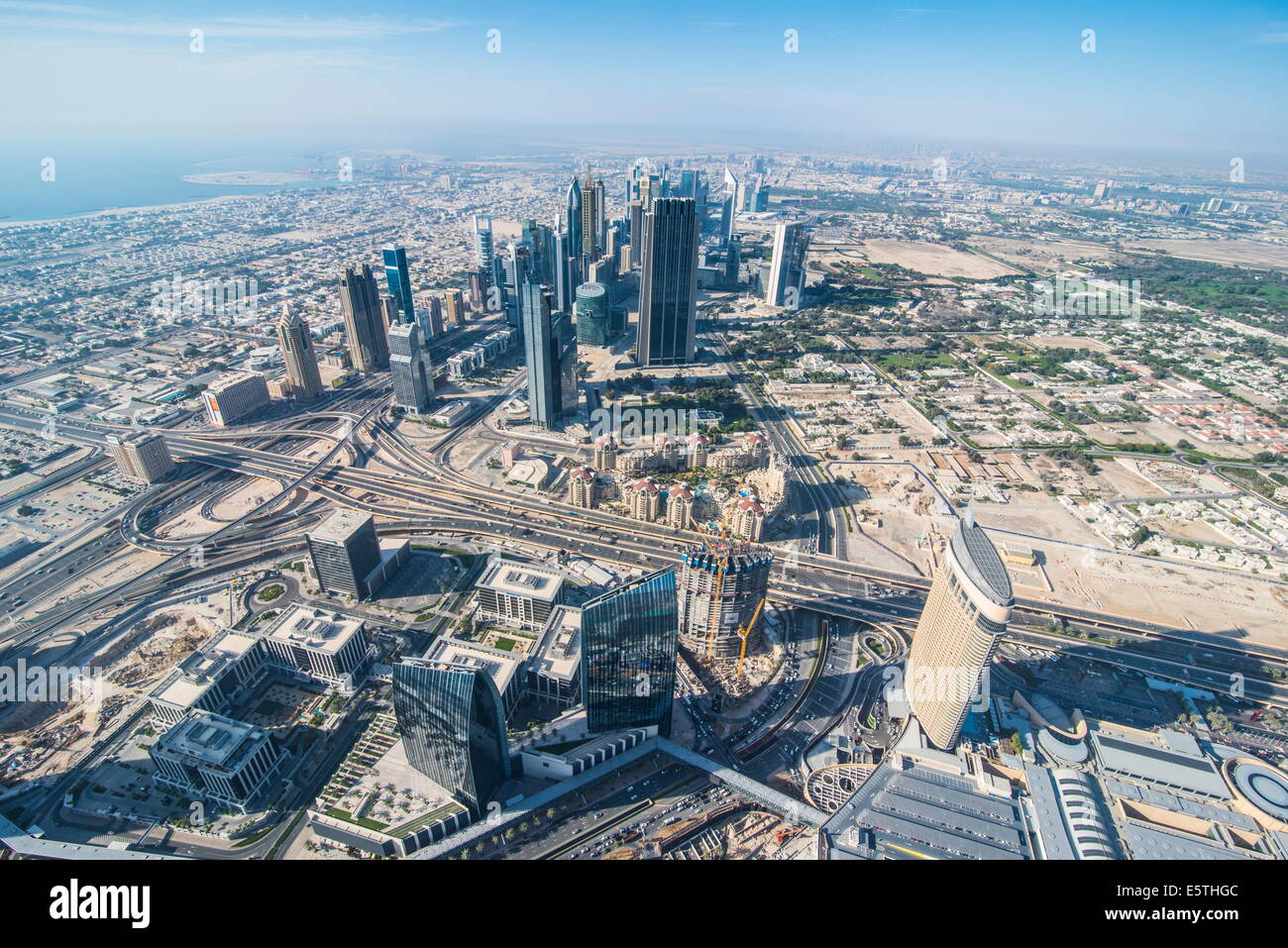 View over Dubai from Burj Khalifa, Dubai, United Arab Emirates, Middle East Stock Photo
