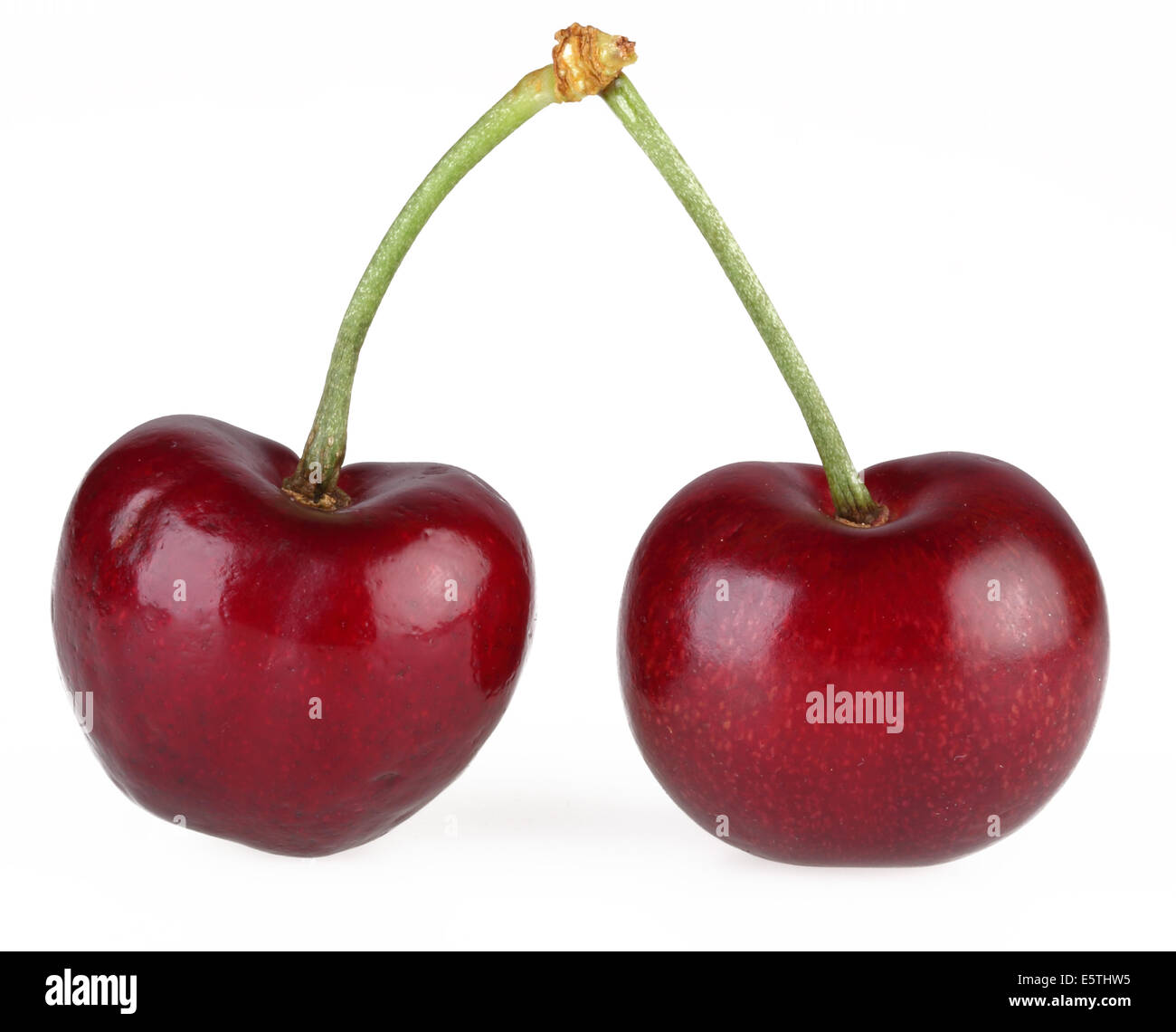 Dark red cherries cherry pair of two food fruit food hi-res stock
