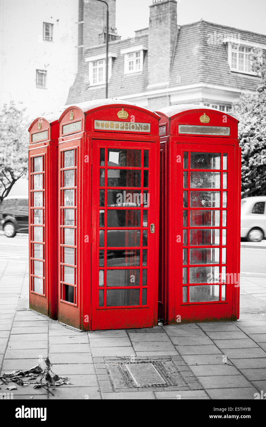 Red telephone boxes. London, England Stock Photo