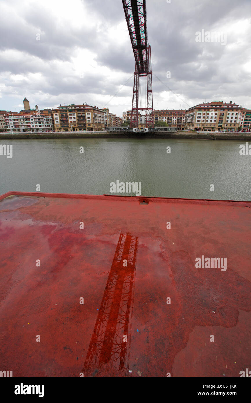 The historic Vizcaya Bridge, transporter bridge with the gondola, Bilbao, Spain Stock Photo