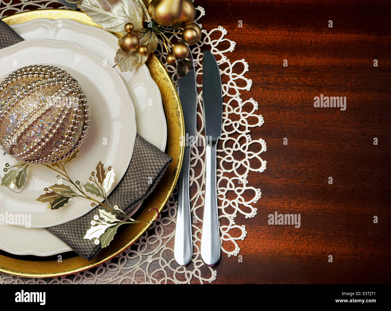 Latest trend of gold metallic theme Christmas formal dinner table place ...