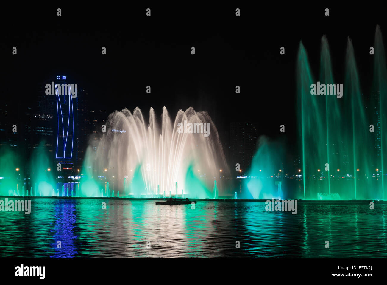 SHARJAH, UAE - OCTOBER 29, 2013: Musical fountain show. The Sharjah ...