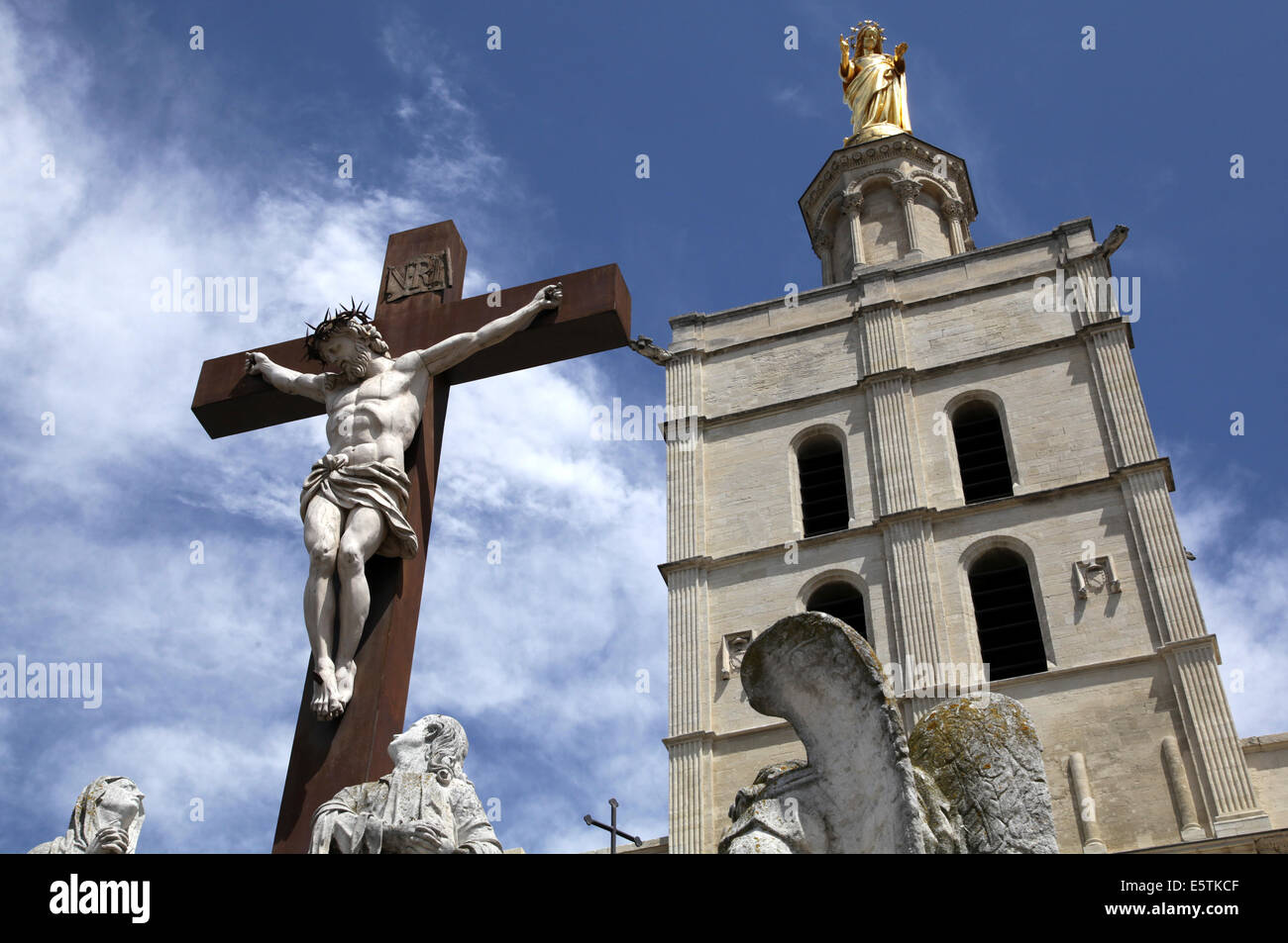 Avignon.France.Christ Statue.Palais des Papes. Vaucluse, Provence-Alpes-Côte d'Azur.UNESCO World Heritage Site Historic Centre Stock Photo