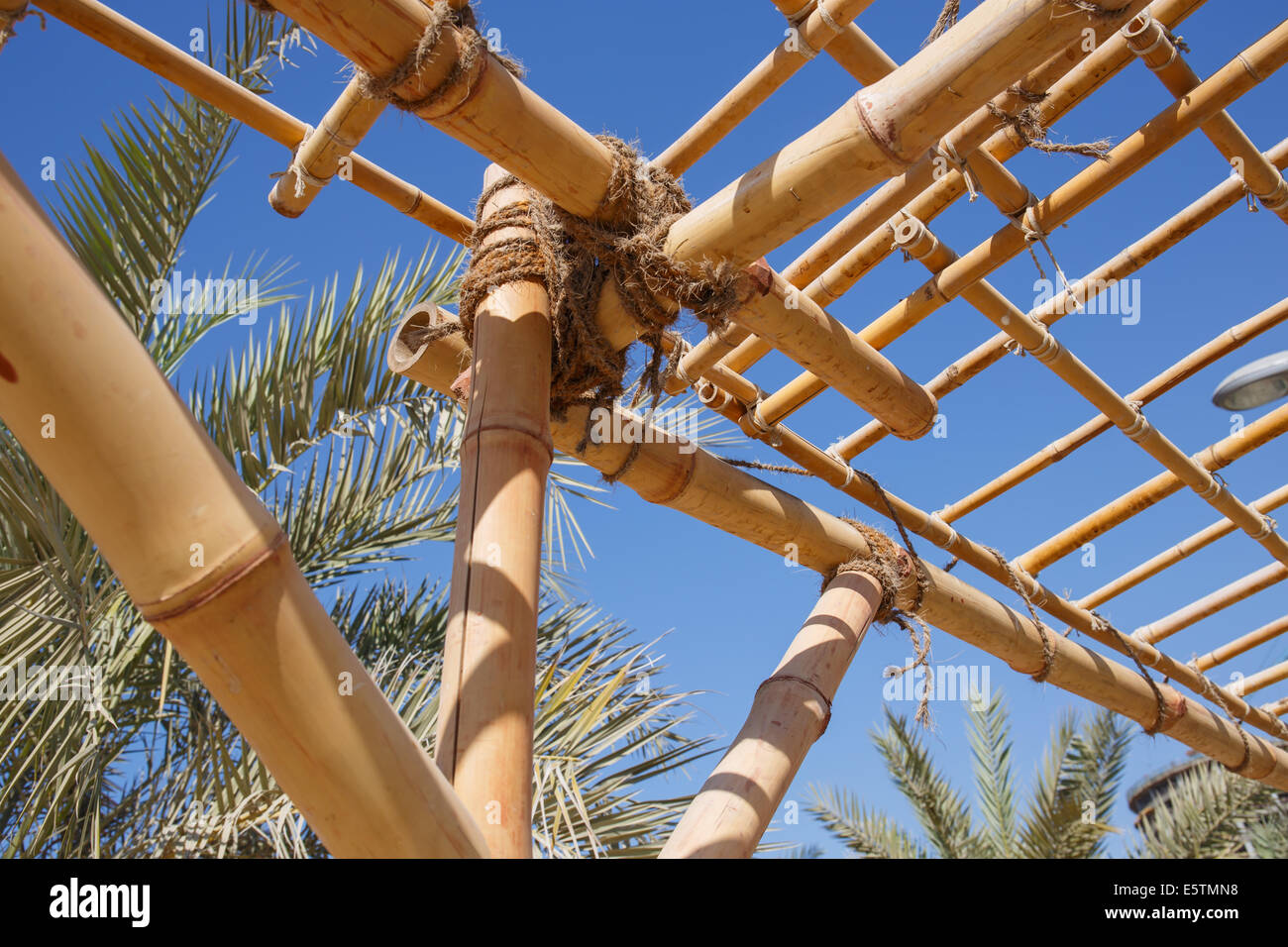 bamboo cage against the blue sky Stock Photo