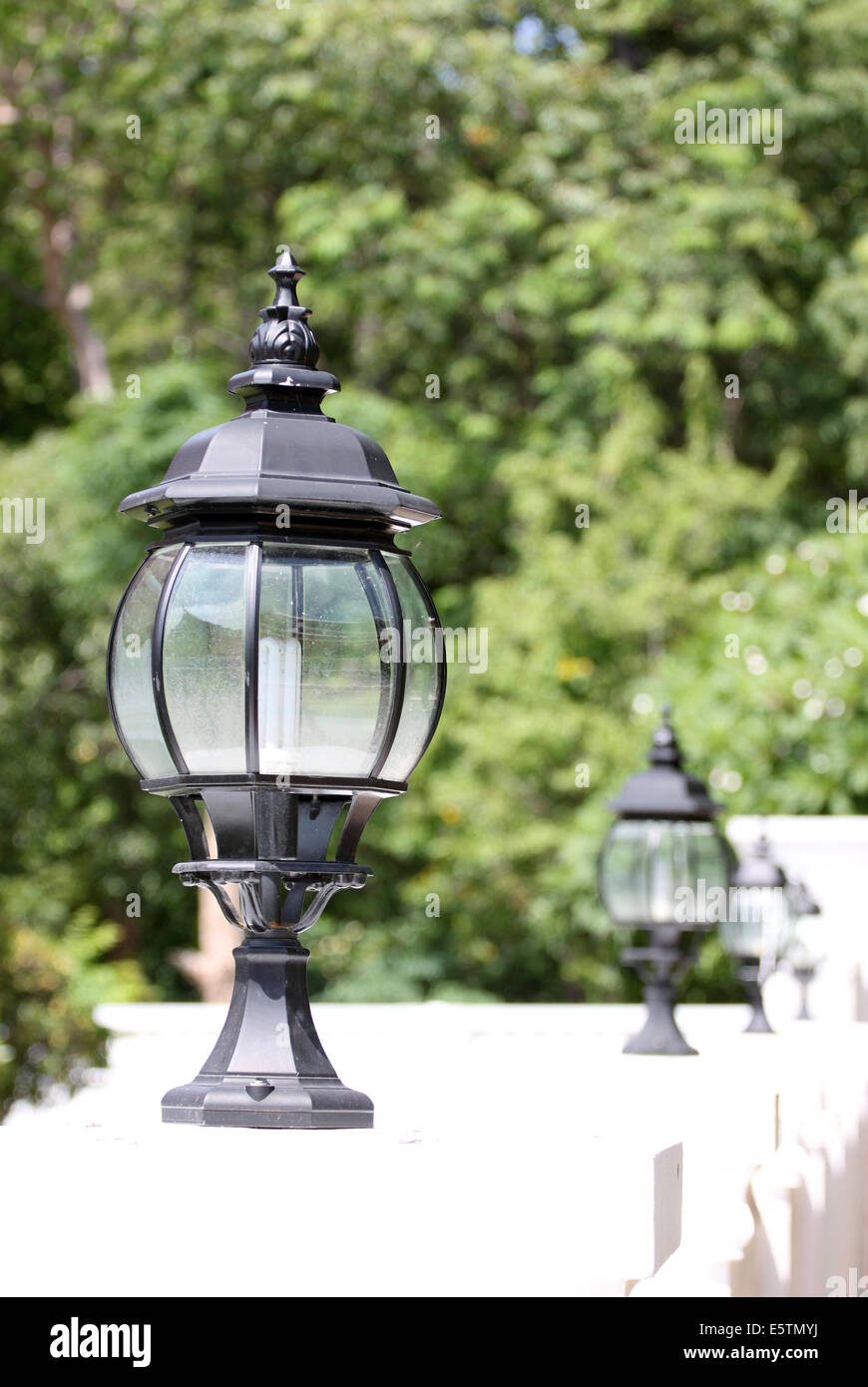 Black lantern to decorate gardens. Stock Photo