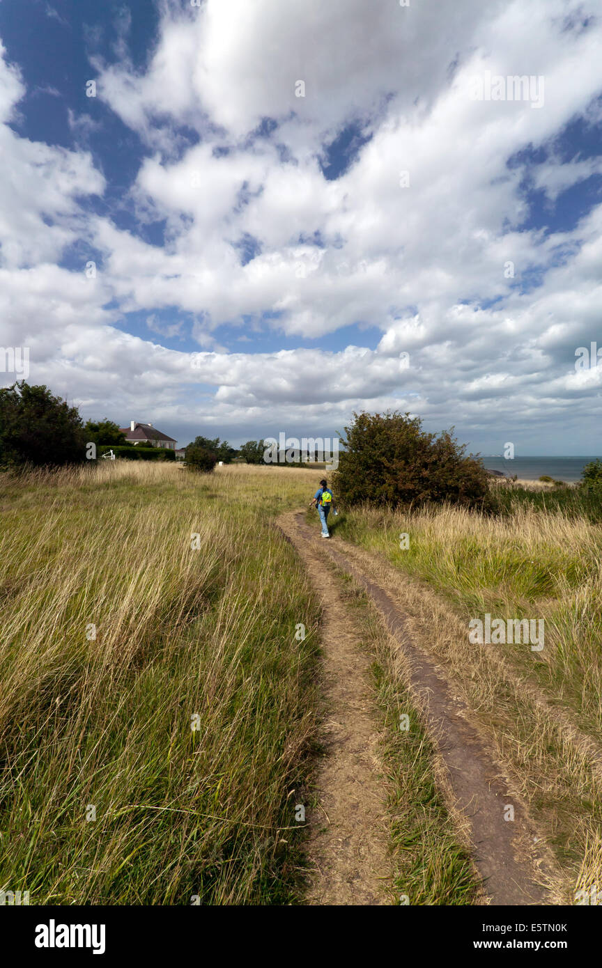 A walk on the Saxon Shore Way, between St Margret's Bay and Oldstairs Bay, Kent. Stock Photo
