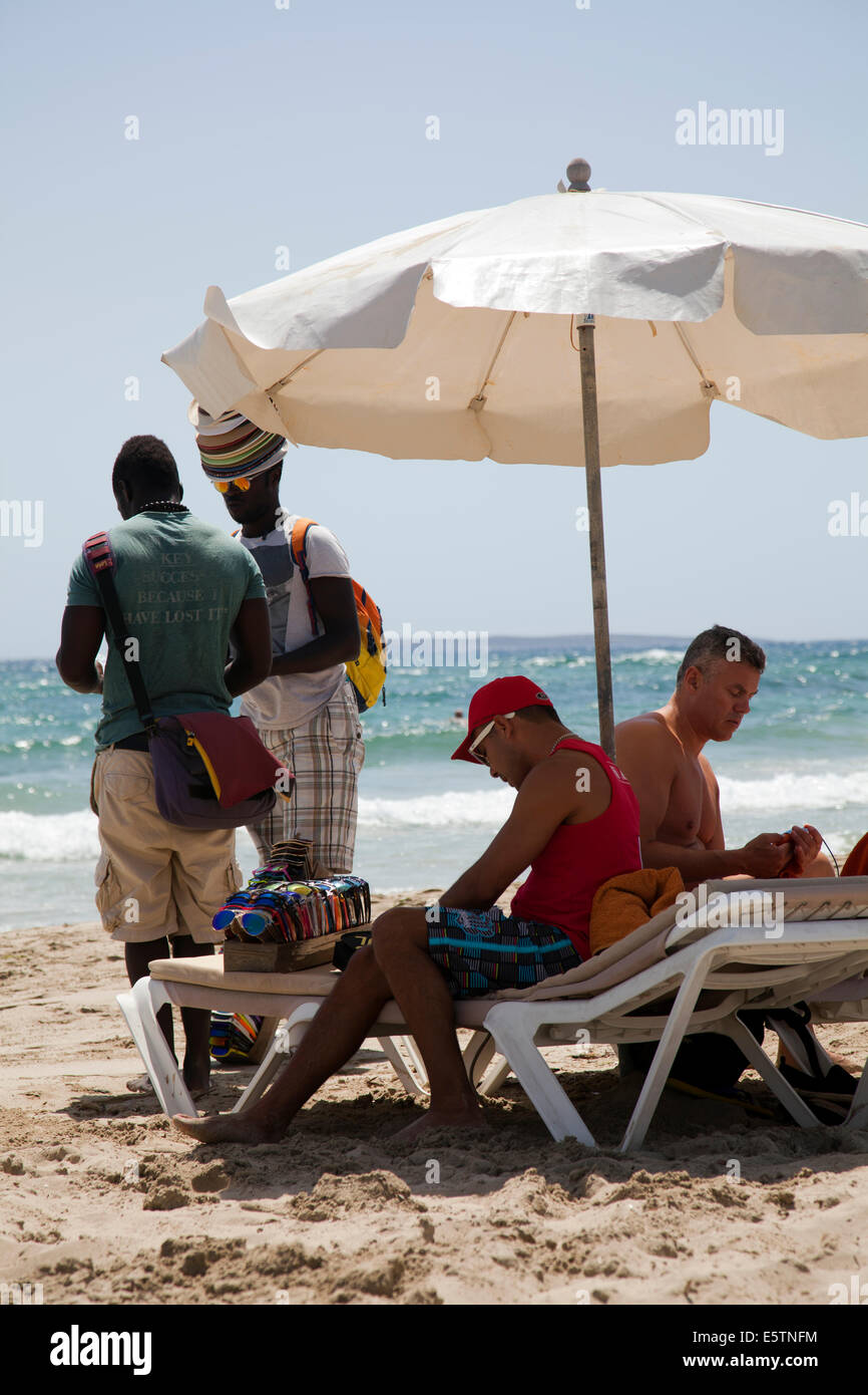 Vendors on El Chiringay Beach  in Ibiza Stock Photo