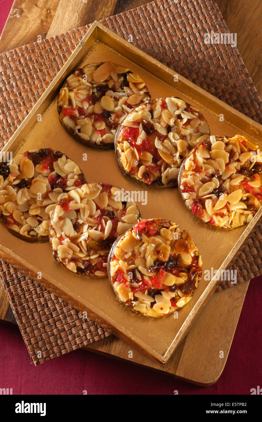 Florentines. Almond and chocolate biscuits Stock Photo Alamy